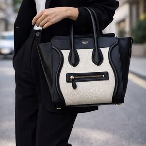 Celine Luggage Black and White Women's Bag